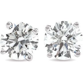 14k Gold 1/2-2 Ct TDW Diamond Round Brilliant Cut Studs Women's Earrings Lab Grown With Screw Backs (GH/VS2-SI1)