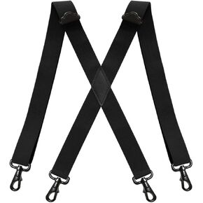 Mens Suspenders with 4 Snap Hooks Big and Tall Heavy Duty X-Back 3.5cm Width Elastic Braces