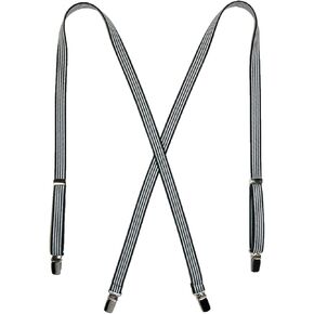 CTM® Women's Elastic X-Back 3/4 Inch Black and White Pinstripe Suspenders