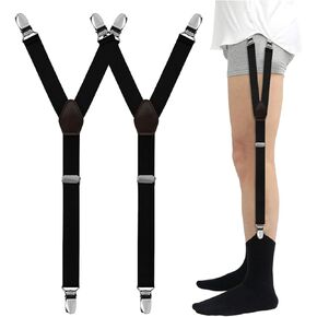 2pcs Men'S Shirt Stays Adjustable Elastic Garter With Anti-Slip Clip 1 Pair For Hiking Garters