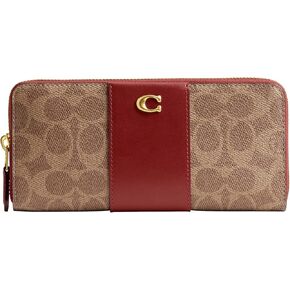 COACH Women's Slim Accordion Zip, B4/Tan/Ruby