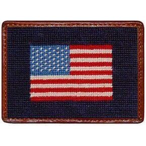 American Flag Needlepoint Credit Card Wallet in Navy by Smathers & Branson