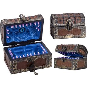 Christmas Mimic Chest Dice Box DND Dice Holder DND Dice Case Storage Box for Dungeons and Dragons Players Dungeons & Dragons Gifts Brown Red