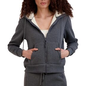 BEARPAW Women's Zip Up Sherpa Lined Hoodie with Pockets