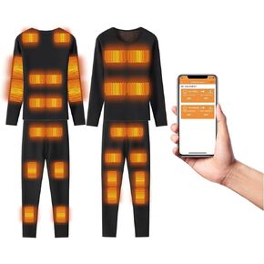 Heated Thermals Underwear Set for Men Women 28 App Control Electric Tops and Pants for Hunting, Dog-Walking, Shoveling