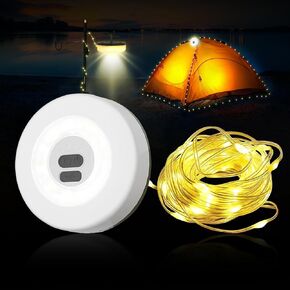 Doraibao Camping String Lights 12 Modes 33Ft Outdoor Camping Lights 30s Quick Roll Up String Lights Portable Rechargeable Flashlight Waterproof Camping Lantern for Emergency, Camping, Hiking, Outdoor