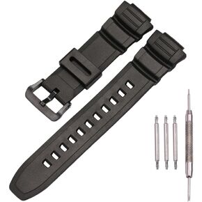 Resin Watchband Compatible with Casio Men's MCW100H WS220 Sport Waterproof Replacement Strap Orange Black Bracelet