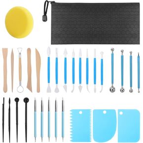 AULEEP Clay Sculpting Tools Kit, 31PCS Air Dry Clay Tool, Polymer Clay Tools, Clay Pottery Carving Tool Set for Miniatures, Figures, Classroom, Pottery Craft, Dotting, Molding, Modeling, Shaping
