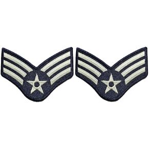 Set 2 of Senior Airman Blue and Silver Large US Air Force USAF CHEVRONS Rank Military U.S. Army Morale Applique Embroidered Sew Iron on Emblem Badge Patch (RR-USAF-CHEV-SENR-0001-SET2)