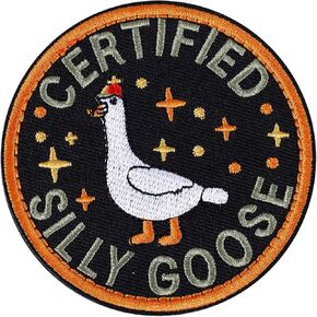 Funny Goose Patch, 3.15 Inch Embroidered Patch for Backpacks Cute Hook and Loop Patches Animal Applique for Dog Harness DIY Accessories for Backpack Dog Vest Hat Bag