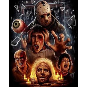 YIMORE 5D DIY Diamond Art Painting Kits Horror Movie 16X20 inches for Adults ，Full Round Drill Rhinestone Embroidery for Home Wall Decor