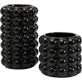 yanwe1 Bubble Vases, Black Ceramic Vases Set of 2, Boho Vases, Tall Vases, Vases, Decorative Vases, Vases Decor , Dining Table, Wedding, Fireplace Mantel, Office, Coffee Table, Black Large+Medium