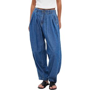 Baggy Jeans for Woman Wide Leg Elastic Waist Pull On Jeans Loose Lightweight Barrel Denim Pants