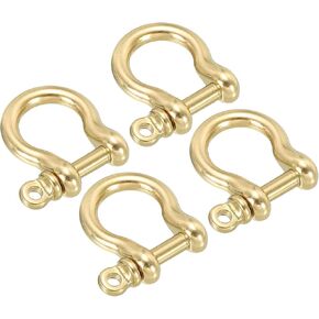 PATIKIL D-Ring Shackle, Brass Pin Shackle U Type Fob Key Hook Small Bow Shackles DIY Leather Replacement