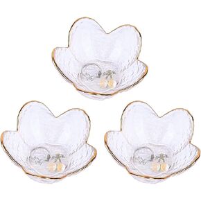 Koythin 3-Piece Glass Jewelry Tray, Small Trinket Holder for Necklace Bracelet Earring, Ring Holder for Bathroom, Aesthetic Trinket Dish, Flower Nightstand Decor for Girl Mom Women (Green)