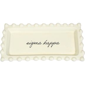 Sorority Shop Sigma Kappa Jewelry Dish - Rectangular Gloss Finish Ceramic tray with Sorority Name in Cursive Script, Multi-Function Ceramic Ring Dish, Ideal for Jewelry and Keys