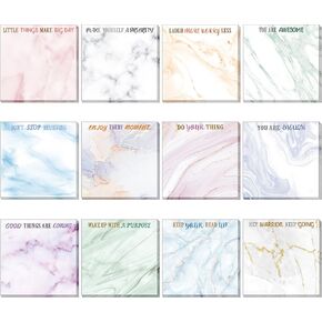 Zonon 12 Pcs Inspirational Sticky Notes 3 x 3 Inch Fun Motivational Note Pads 50 Sheets Per Notepad Housekeeping Week Gifts Positive Affirmations Gifts for Teacher Nurse Coworkers Office Supplies