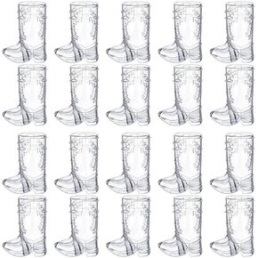 Pack of 20 Mini Boots Clear Plastic Shot Glasses Cowboy Theme Decoration Cowboy Boot Plastic Cup Fun Party Supplies, Approx.3.2x6.5cm/1.26x2.56inch