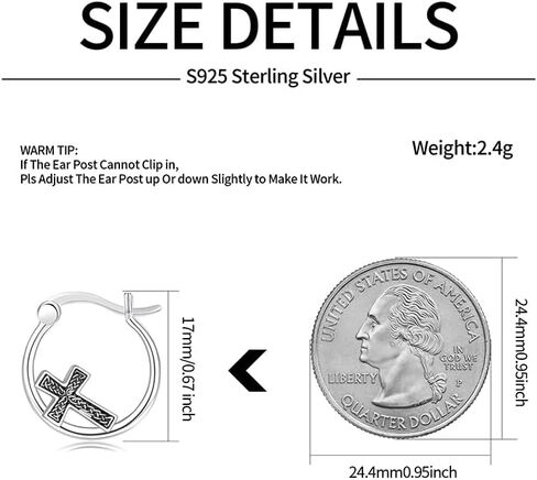 S925 Sterling Silver/Orthodox/Celtic/Anchor/Nail Cross Earrings Hoop Religiou Spiritual Jesus Cross Earrings Halloween Gift for Women Sensitive Ears in Saudi Arabia