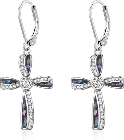Cross Earrings for Women Abalone Shell Twist/Black Cross Dangle Drop Earrings for Women in Kuwait