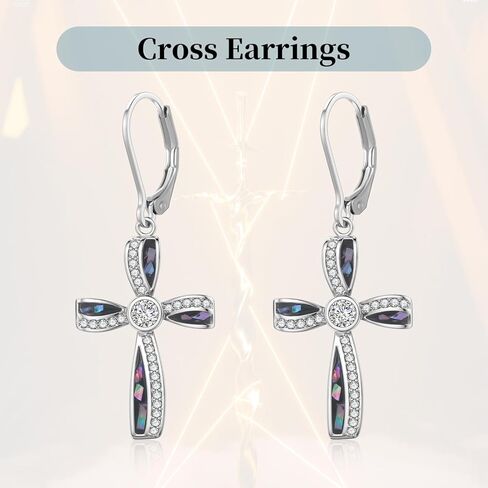 Cross Earrings for Women Abalone Shell Twist/Black Cross Dangle Drop Earrings for Women in Kuwait