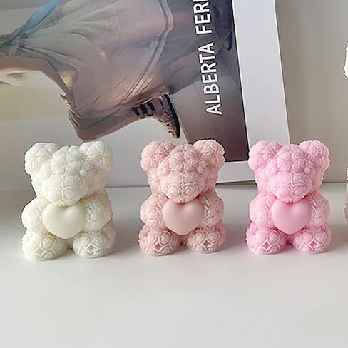Bear Mold Rose Resin Mold Animal Resin Mold Dragon Resin Casting Mold Resin Making Molds Silicone Mold for Candle Home Decorate Mold 3D Animal Mold Candle Making Mold in Kuwait