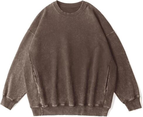 المتضخم عادي Crewneck بلوزات الرجال لا هود فضفاض فارغة الشارع الشهير خمر الجرونج قمصان ثقيلة كنزة صوفية قطنية/بلوزة قطنية in Kuwait