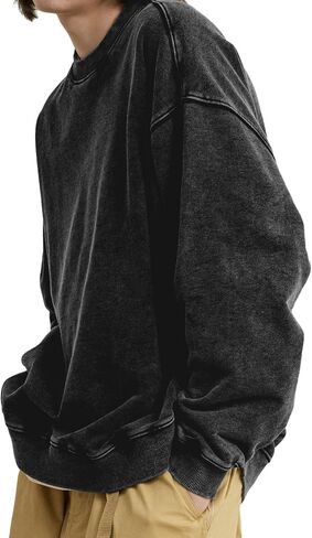 المتضخم عادي Crewneck بلوزات الرجال لا هود فضفاض فارغة الشارع الشهير خمر الجرونج قمصان ثقيلة كنزة صوفية قطنية/بلوزة قطنية in Saudi Arabia