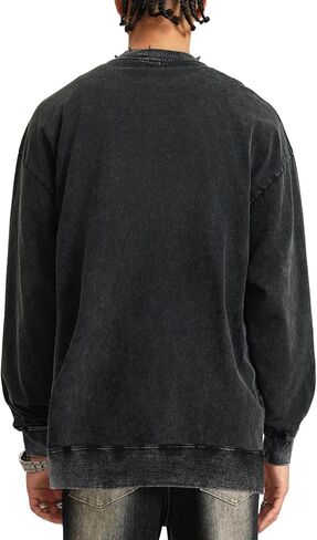 المتضخم عادي Crewneck بلوزات الرجال لا هود فضفاض فارغة الشارع الشهير خمر الجرونج قمصان ثقيلة كنزة صوفية قطنية/بلوزة قطنية in Saudi Arabia