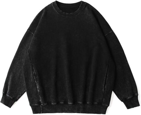 المتضخم عادي Crewneck بلوزات الرجال لا هود فضفاض فارغة الشارع الشهير خمر الجرونج قمصان ثقيلة كنزة صوفية قطنية/بلوزة قطنية in Saudi Arabia