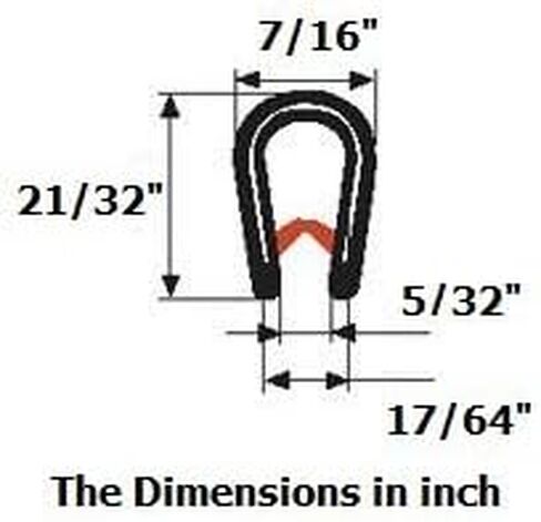 Seal Rubber Edge Trim Dark Brown Large U Height - 21/32" U Height x 3/64" - 5/32". Grip Range (10 Feet) in Saudi Arabia