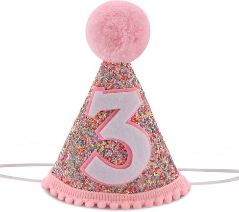 قبعة مخروطية لعيد الميلاد الثالث، قبعة عيد ميلاد بيضاء لامعة مع قبعة قوس قزح لعيد الميلاد باللون الوردي لحفلة عيد الميلاد، قبعة دعائم صور عيد ميلاد لامعة للأولاد والبنات، قبعة قوس قزح الباستيل in Kuwait