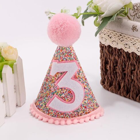 قبعة مخروطية لعيد الميلاد الثالث، قبعة عيد ميلاد بيضاء لامعة مع قبعة قوس قزح لعيد الميلاد باللون الوردي لحفلة عيد الميلاد، قبعة دعائم صور عيد ميلاد لامعة للأولاد والبنات، قبعة قوس قزح الباستيل in Kuwait