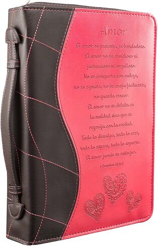 Pink «Amor» Bible / Book Cover - 1 Corinthians 13:4-8 (Large) (Spanish Edition) in Saudi Arabia