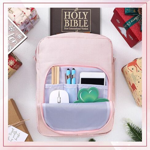 حافظة غطاء الكتاب المقدس للنساء والرجال مقاس 11 بوصة × 9 بوصة غلاف الكتاب المقدس باللون الوردي مع حافظة صغيرة باللون البيج وحقيبة حماية لكتاب الكنيسة لمحبي الكتاب المقدس مع حزام الكتف in Kuwait