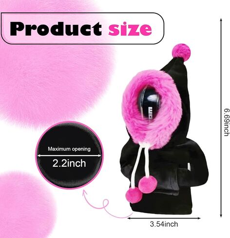 Car Gear Shift Hoodie, Funny Plush Universal Cars Shift Knob Cover, Mini Hoodie for Auto Shifter, Automotive Interior Cute Gadgets Accessories Decor for Women Men (Black Rose Red) in Saudi Arabia