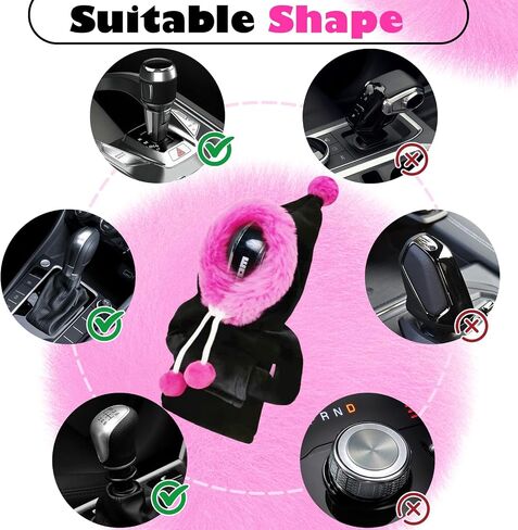Car Gear Shift Hoodie, Funny Plush Universal Cars Shift Knob Cover, Mini Hoodie for Auto Shifter, Automotive Interior Cute Gadgets Accessories Decor for Women Men (Black Rose Red) in Saudi Arabia