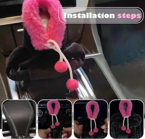 Car Gear Shift Hoodie, Funny Plush Universal Cars Shift Knob Cover, Mini Hoodie for Auto Shifter, Automotive Interior Cute Gadgets Accessories Decor for Women Men (Black Rose Red) in Saudi Arabia