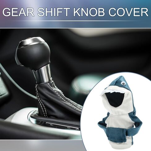 Universal Shift Knob Cover Shark Pattern Gearstick Hoodie Shifter Lever Knob Hoodie for Car RV Truck SUV Fabric Blue White in Saudi Arabia