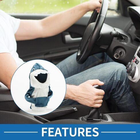 Universal Shift Knob Cover Shark Pattern Gearstick Hoodie Shifter Lever Knob Hoodie for Car RV Truck SUV Fabric Blue White in Saudi Arabia