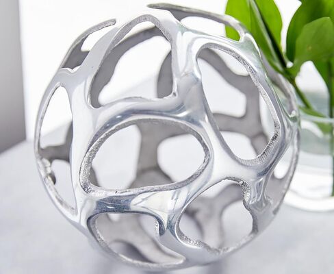 Deco 79 Aluminum Metal Geometric Decorative Sculpture Home Decor Statues, Set of 3 Accent Figurines 8", 6", 4"W, Silver in Saudi Arabia