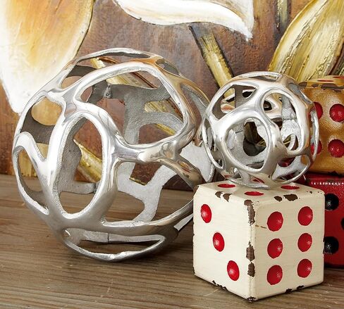 Deco 79 Aluminum Metal Geometric Decorative Sculpture Home Decor Statues, Set of 3 Accent Figurines 8", 6", 4"W, Silver in Saudi Arabia