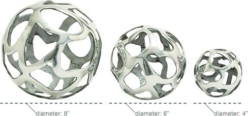 Deco 79 Aluminum Metal Geometric Decorative Sculpture Home Decor Statues, Set of 3 Accent Figurines 8", 6", 4"W, Silver in Saudi Arabia