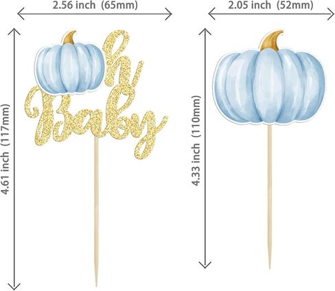 Gyufise 24Pcs Pumpkin Oh Baby Cupcake Toppers Blue Fall Pumpkin Cupcake Picks Baby Shower Cake Decorations Pumpkin Themed Baby Shower Birthday Thanksgiving Halloween Party Cake Decorations Supplies in Saudi Arabia