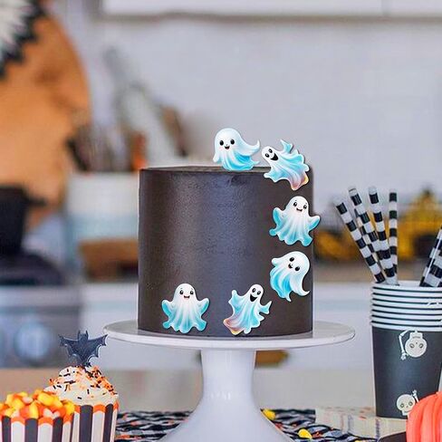 Ercadio 40Pcs Edible Wafer Paper Halloween Bats Cupcake Toppers Edible Bats Cake Picks Halloween Horror Bats Cupcake Decors for Halloween Theme Baby Shower Party Cake Decoration in Kuwait