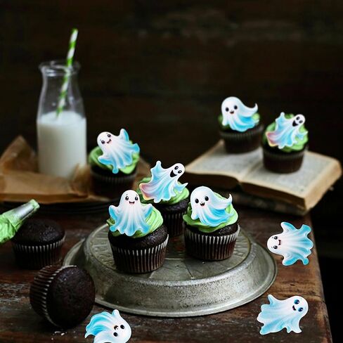 Ercadio 40Pcs Edible Wafer Paper Halloween Bats Cupcake Toppers Edible Bats Cake Picks Halloween Horror Bats Cupcake Decors for Halloween Theme Baby Shower Party Cake Decoration in Kuwait