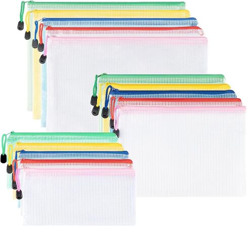 21Pcs Mesh Zipper Pouch Bags,A4/A5/A6 Plastic Wallets File Bags,Waterproof Mesh Zipper Pouch Document Bag,Thicken Document Wallets with Zipper,6 Colors Zip Lock Bags for School,Home,Office and Travel in Saudi Arabia