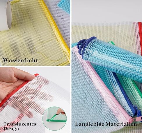 21Pcs Mesh Zipper Pouch Bags,A4/A5/A6 Plastic Wallets File Bags,Waterproof Mesh Zipper Pouch Document Bag,Thicken Document Wallets with Zipper,6 Colors Zip Lock Bags for School,Home,Office and Travel in Saudi Arabia