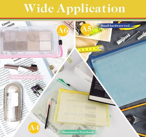 21Pcs Mesh Zipper Pouch Bags,A4/A5/A6 Plastic Wallets File Bags,Waterproof Mesh Zipper Pouch Document Bag,Thicken Document Wallets with Zipper,6 Colors Zip Lock Bags for School,Home,Office and Travel in Saudi Arabia