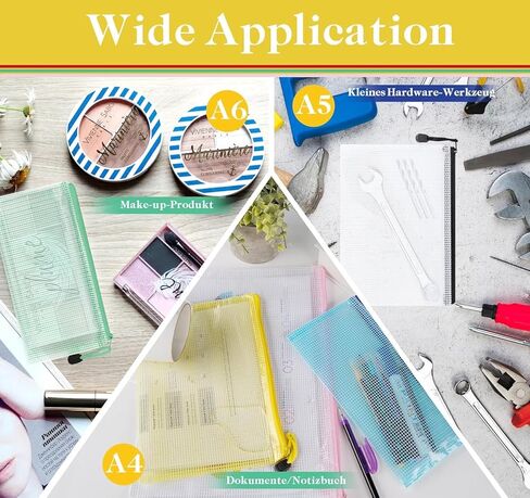 21Pcs Mesh Zipper Pouch Bags,A4/A5/A6 Plastic Wallets File Bags,Waterproof Mesh Zipper Pouch Document Bag,Thicken Document Wallets with Zipper,6 Colors Zip Lock Bags for School,Home,Office and Travel in Saudi Arabia